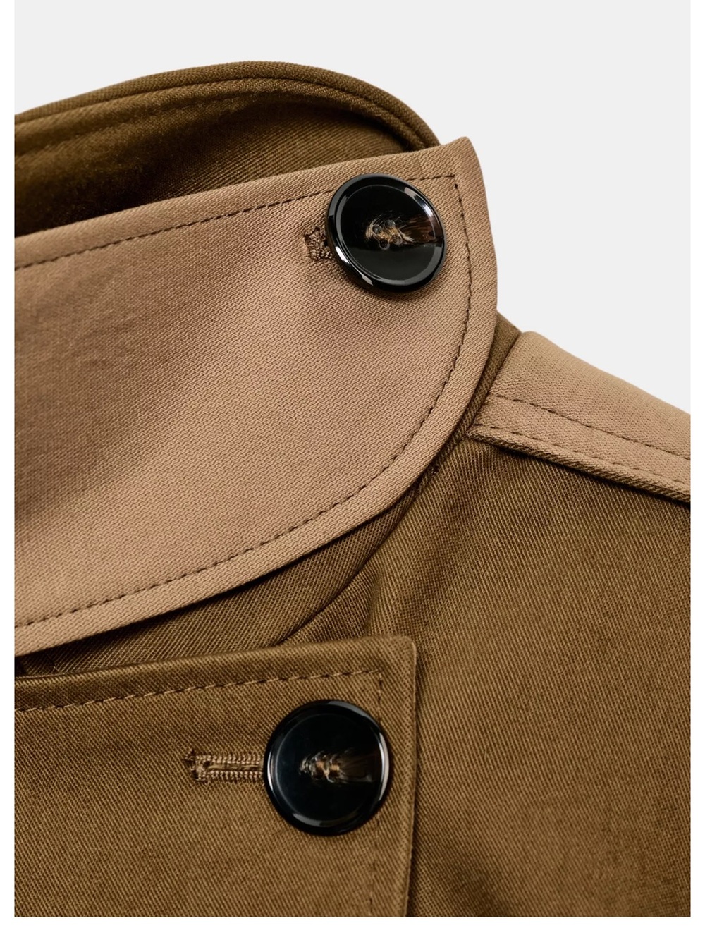 NWT ZARA Olive Green Trench Coat size small - Picture 6 of 8